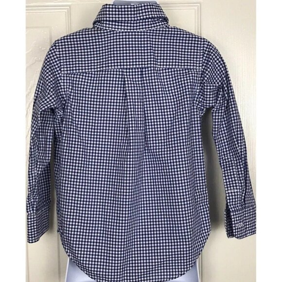Chaps 3/3T Boys Long Sleeve Button Down Shirt Blue White Gingham Checks Plaid - Picture 2 of 6